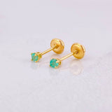 Topos Cuatro Garras Esmeraldas 17pts 0.65g / in / 2.6mm Oro Amarillo 18K
