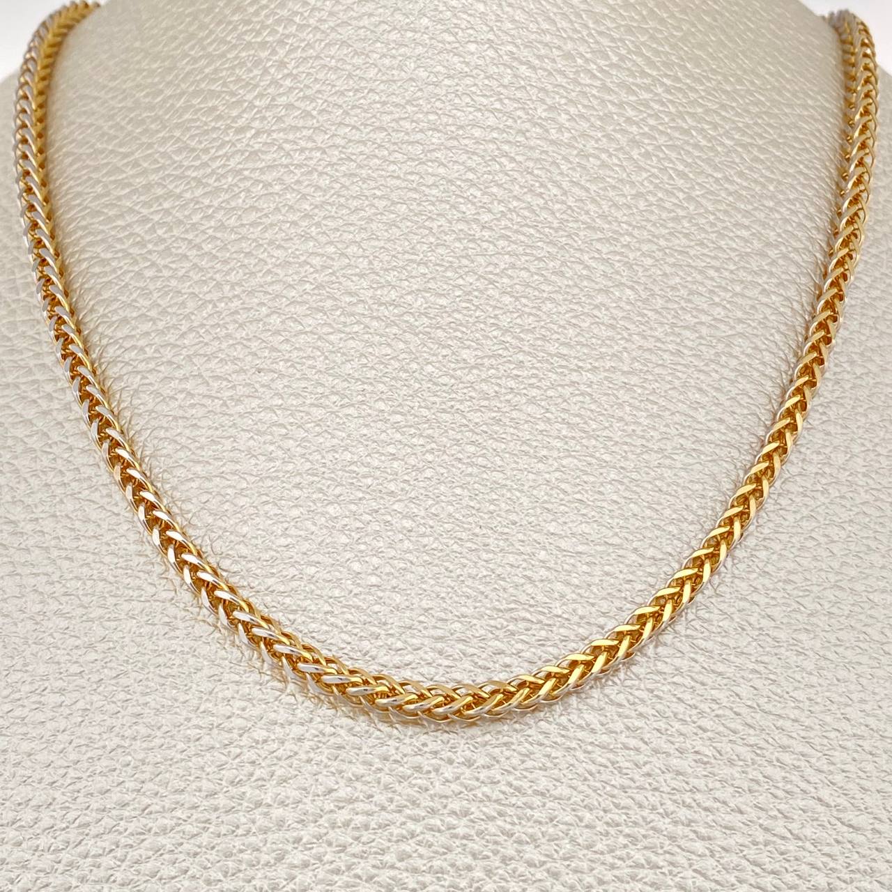 Cadena Franco 10.65gr / 25 1/2 in / Dos Oros Amarillo Blanco +3 18K +