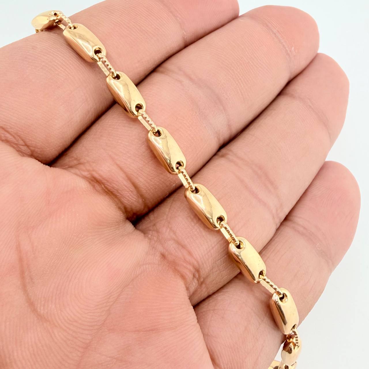 Pulso Rustico Eslabon 5.3gr / 8 1/4 in / 4.53mm Oro Amarillo 18K $