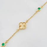 Pulso Aro Seguido Trebol 3g / 7 1/2 in / 0.77mm Oro Amarillo 18K