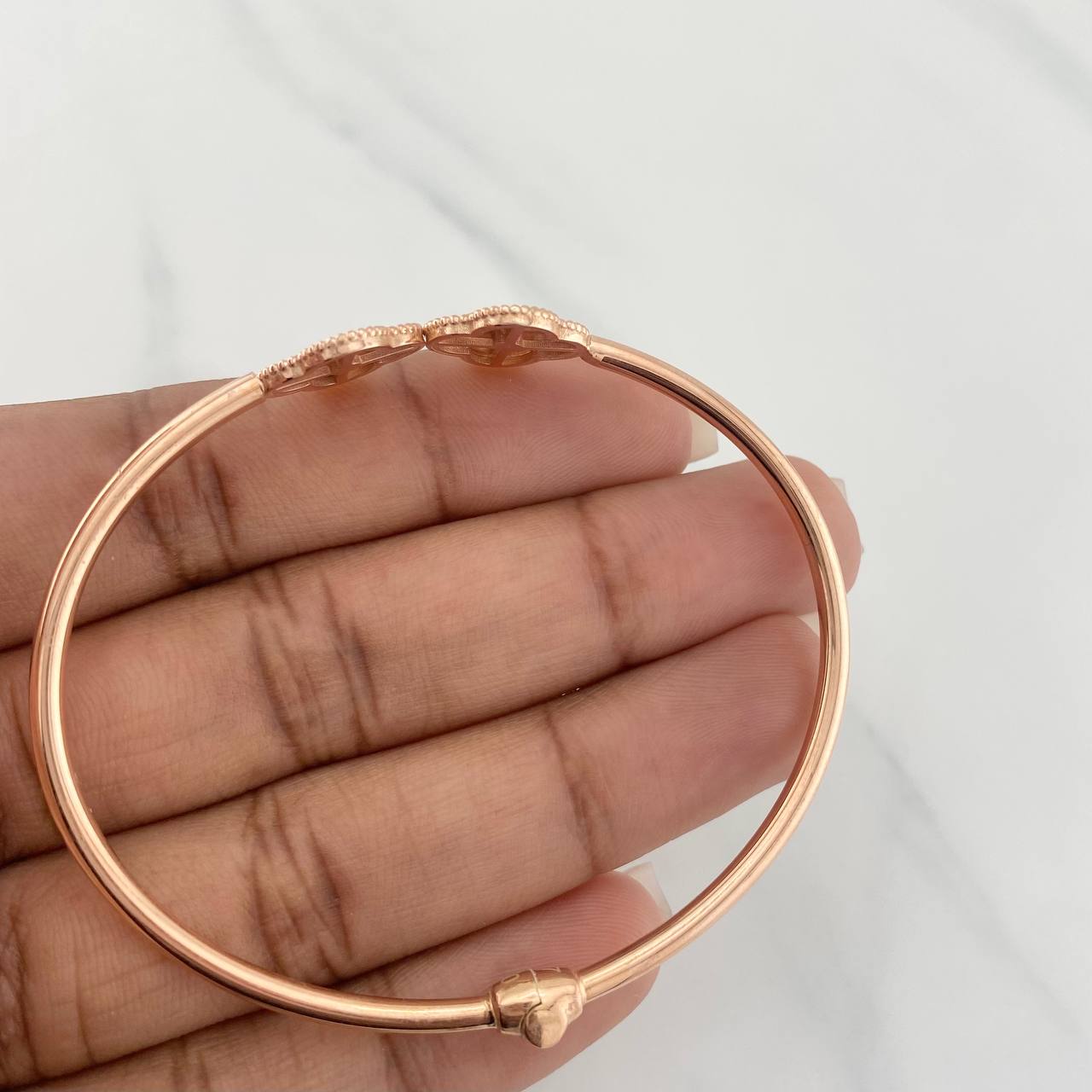 Pulso Aro Trebol 7.3g / 6 3/4 in / 2.4mm Oro Rosa 18K