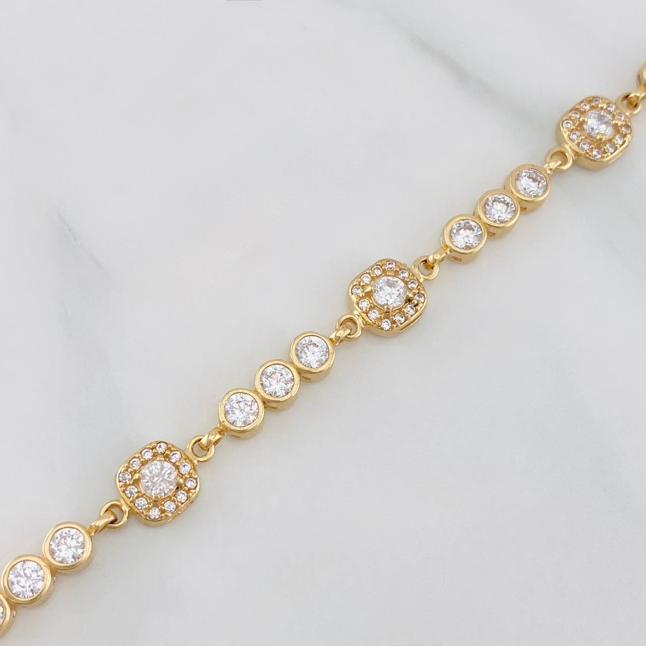 Pulso Tennis Halo 9.05g / 6 3/4 in / 6.3mm Oro Amarillo 18K