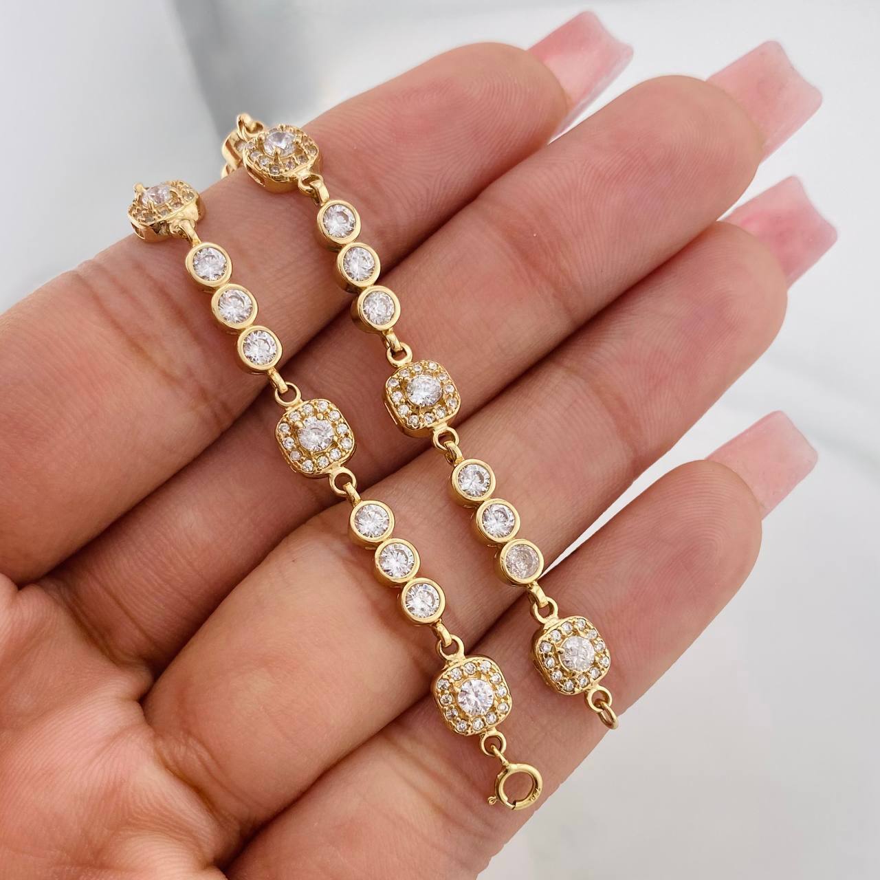 Pulso Tennis Halo 9.05g / 6 3/4 in / 6.3mm Oro Amarillo 18K