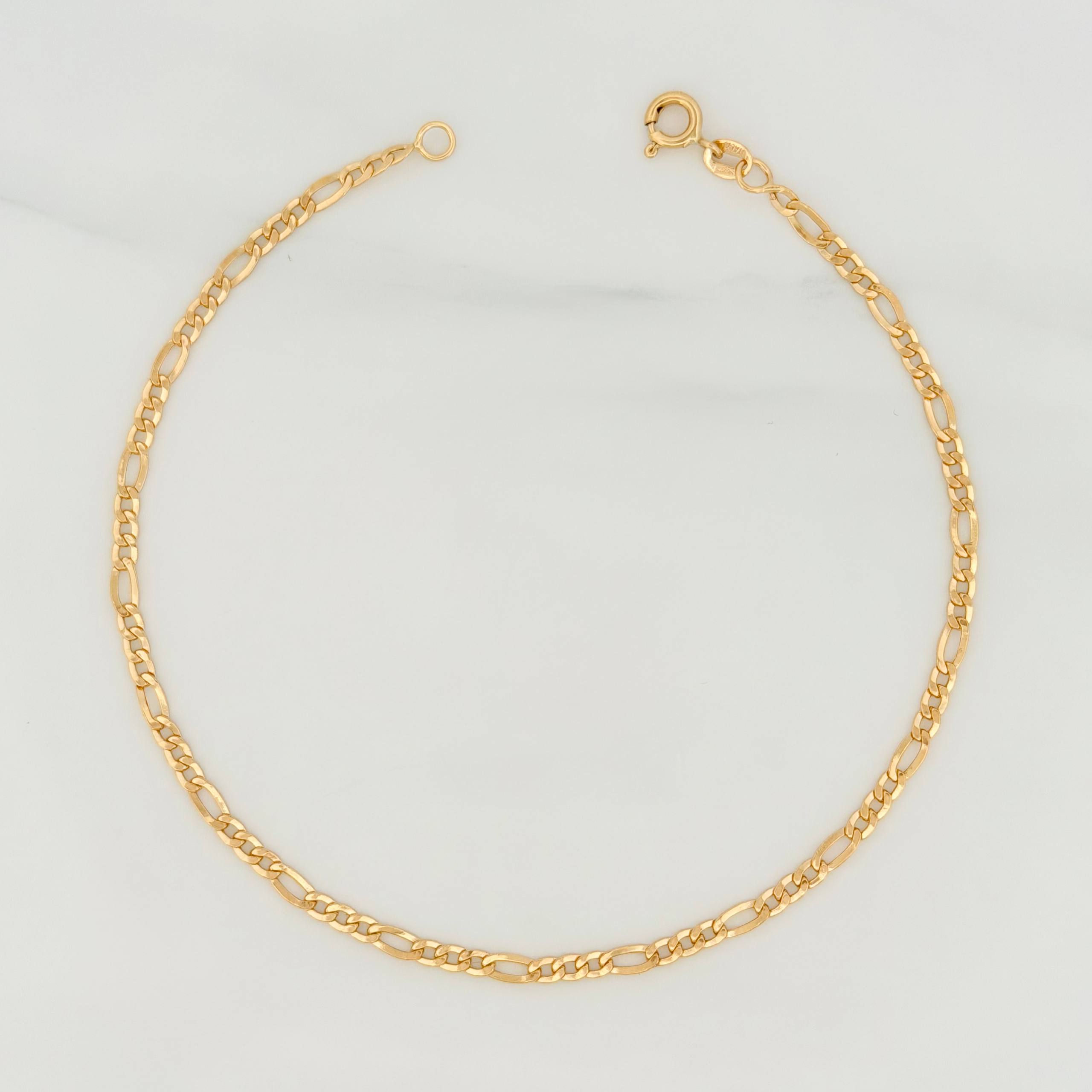 Tobillera Figaro 2.2g / 9 3/4 in / 3mm Oro Amarillo 18K