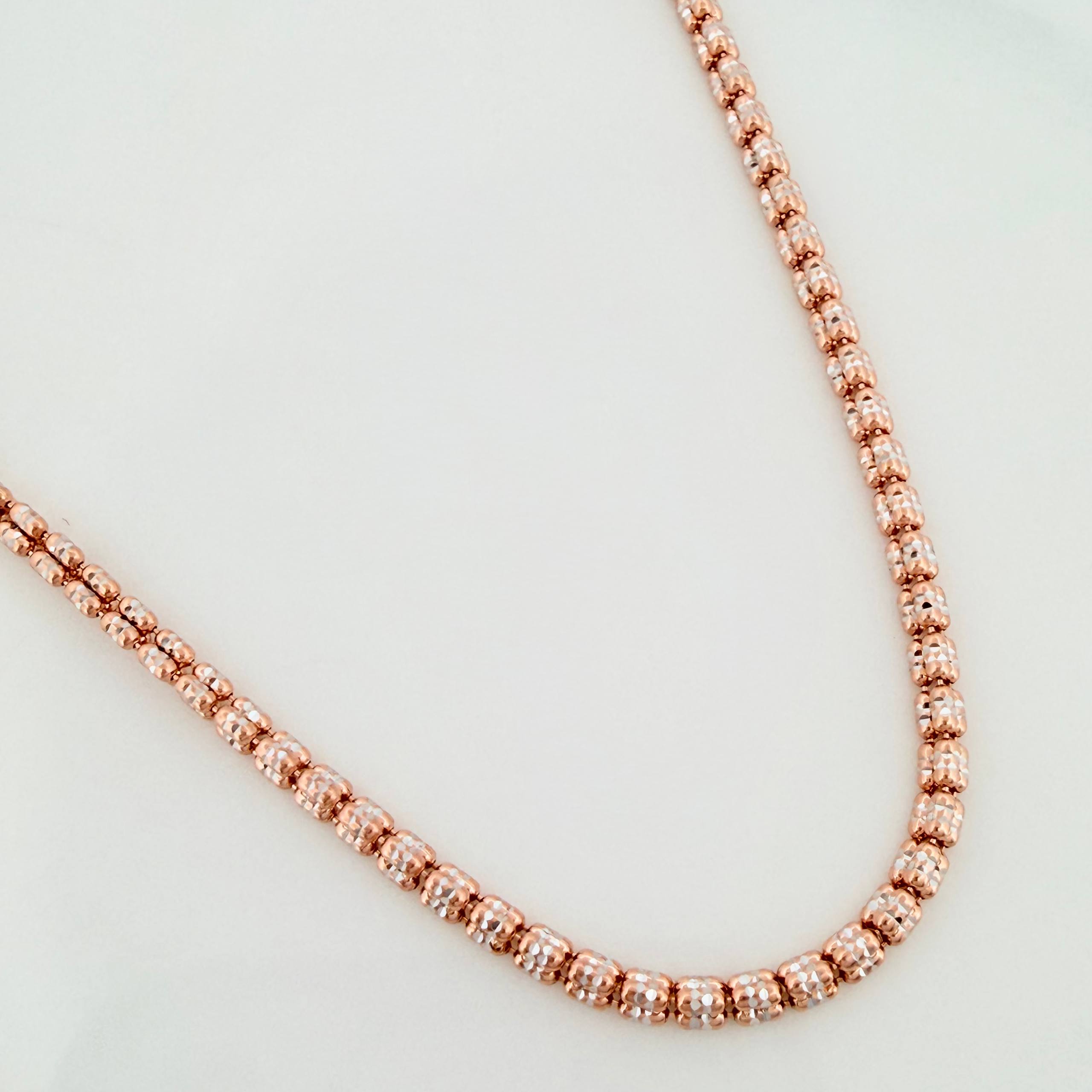 Cadena Ice 10.5g / 20 in / 2mm Dos Oros Blanco Rosa 18K