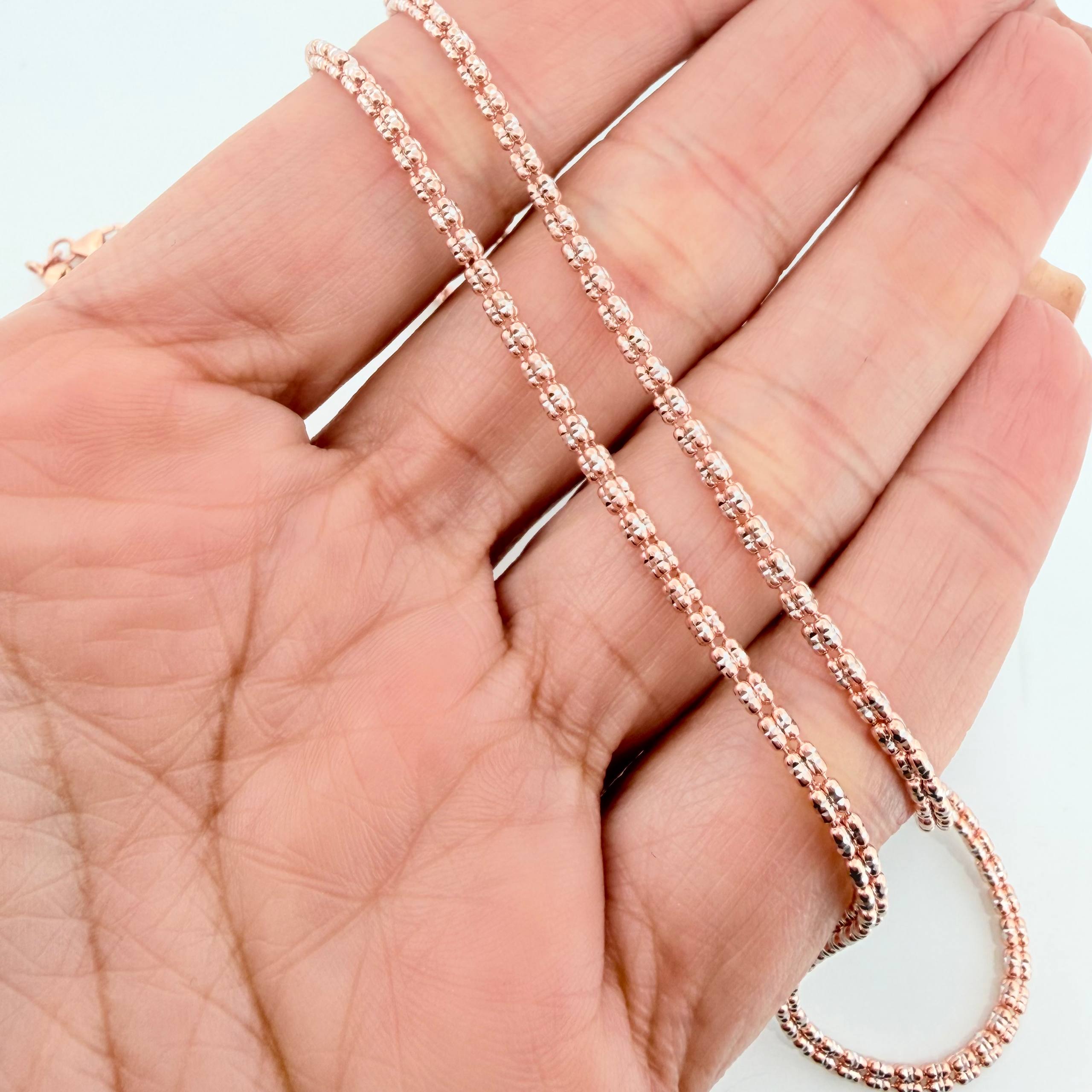 Cadena Ice 10.5g / 20 in / 2mm Dos Oros Blanco Rosa 18K