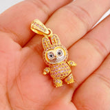 Dije Conejo Sonriente 6.15g / 1 1/4 in Dos Oros Amarillo Blanco 18K