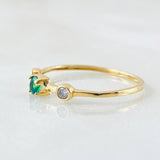 Anillo Solitario Dos Ojos 0.75gr / T6 1/2 / Oro Amarillo 18K