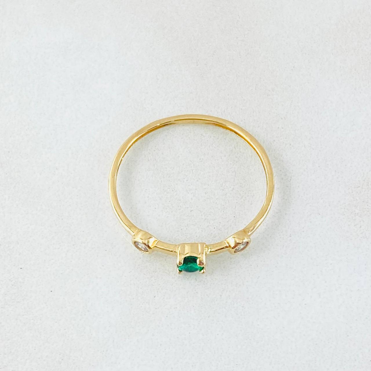 Anillo Solitario Dos Ojos 0.75gr / T6 1/2 / Oro Amarillo 18K