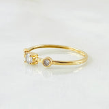 Anillo Solitario Dos Ojos 1.05gr / T6 / Oro Amarillo 18K *