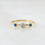 Anillo Solitario Dos Ojos 0.95gr / T7 3/4 / Oro Amarillo 18K