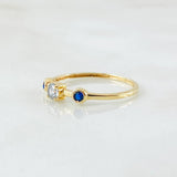 Anillo Solitario Dos Ojos 0.95gr / T7 3/4 / Oro Amarillo 18K