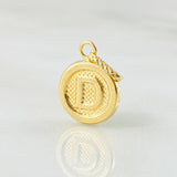 Dije Letra D Circulo Texturizado 0.4gr / 1/2 in / Oro Amarillo 18K ©