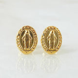 Stud Earrings Miraculous Virgin Oval 0.95gr / 0.5in / 18K Gold