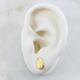 Stud Earrings Miraculous Virgin Oval 0.95gr / 0.5in / 18K Gold