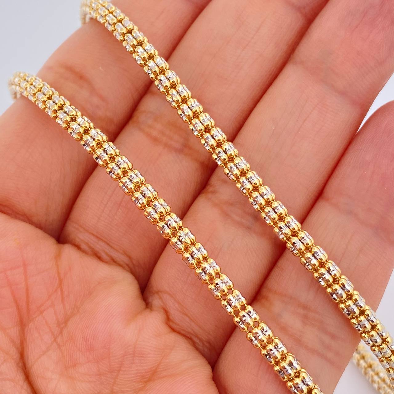 Cadena Ice 28.8gr / 23 3/4 in / Dos Oros Amarillo Blanco +4 18K +