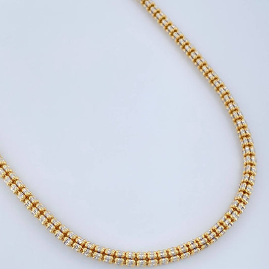 Cadena Ice 28.8gr / 23 3/4 in / Dos Oros Amarillo Blanco +4 18K +