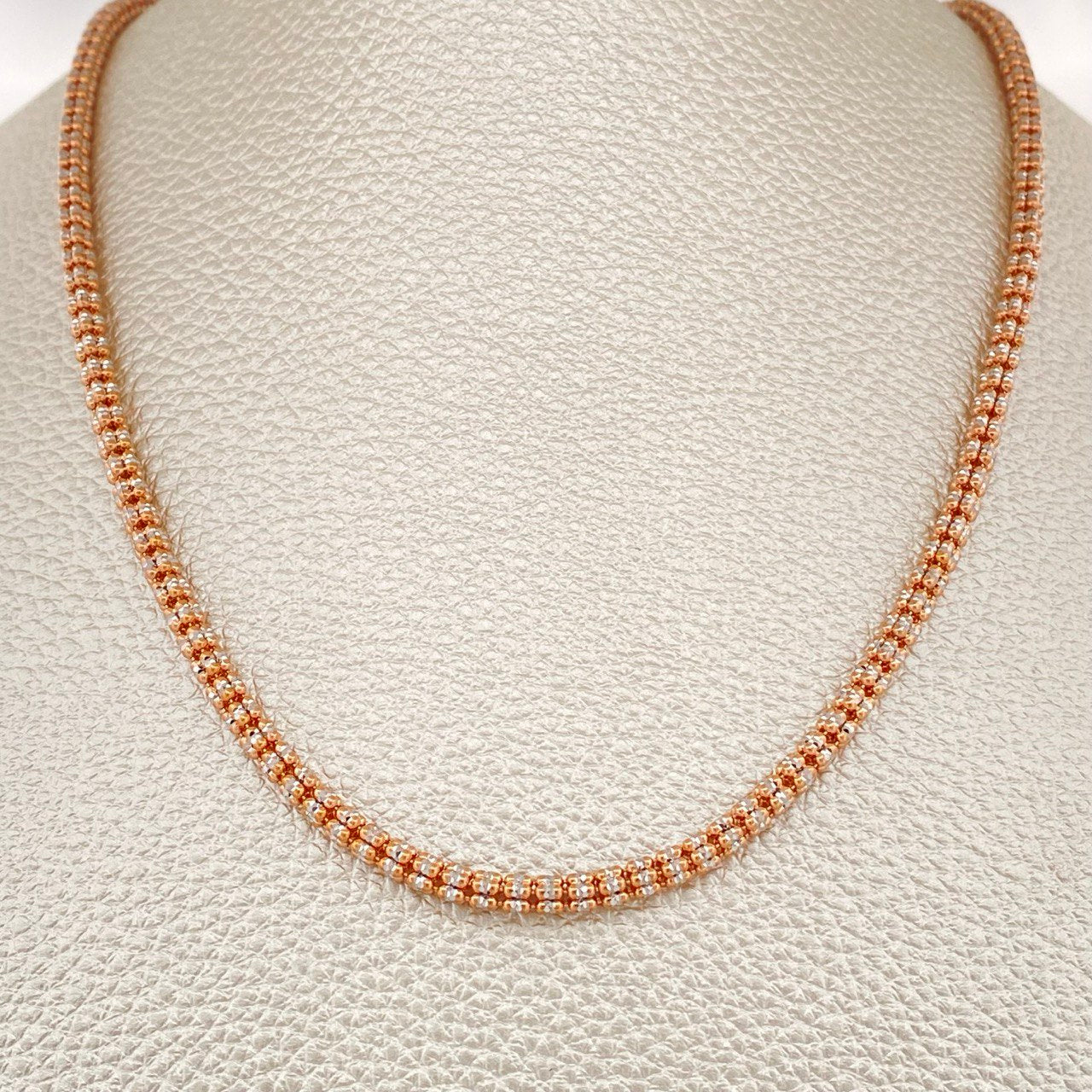 Cadena Ice 19.7gr / 23 3/4 in / Dos Oros Blanco Rosa +4 18K +