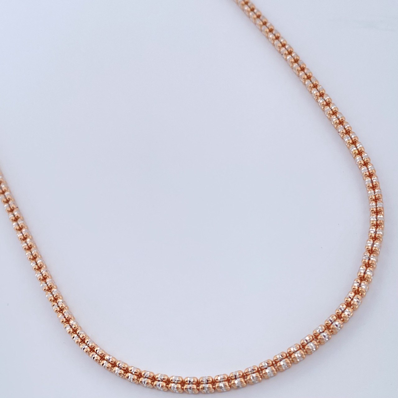 Cadena Ice 16gr / 23 3/4 in / Dos Oros Blanco Rosa +4 18K +