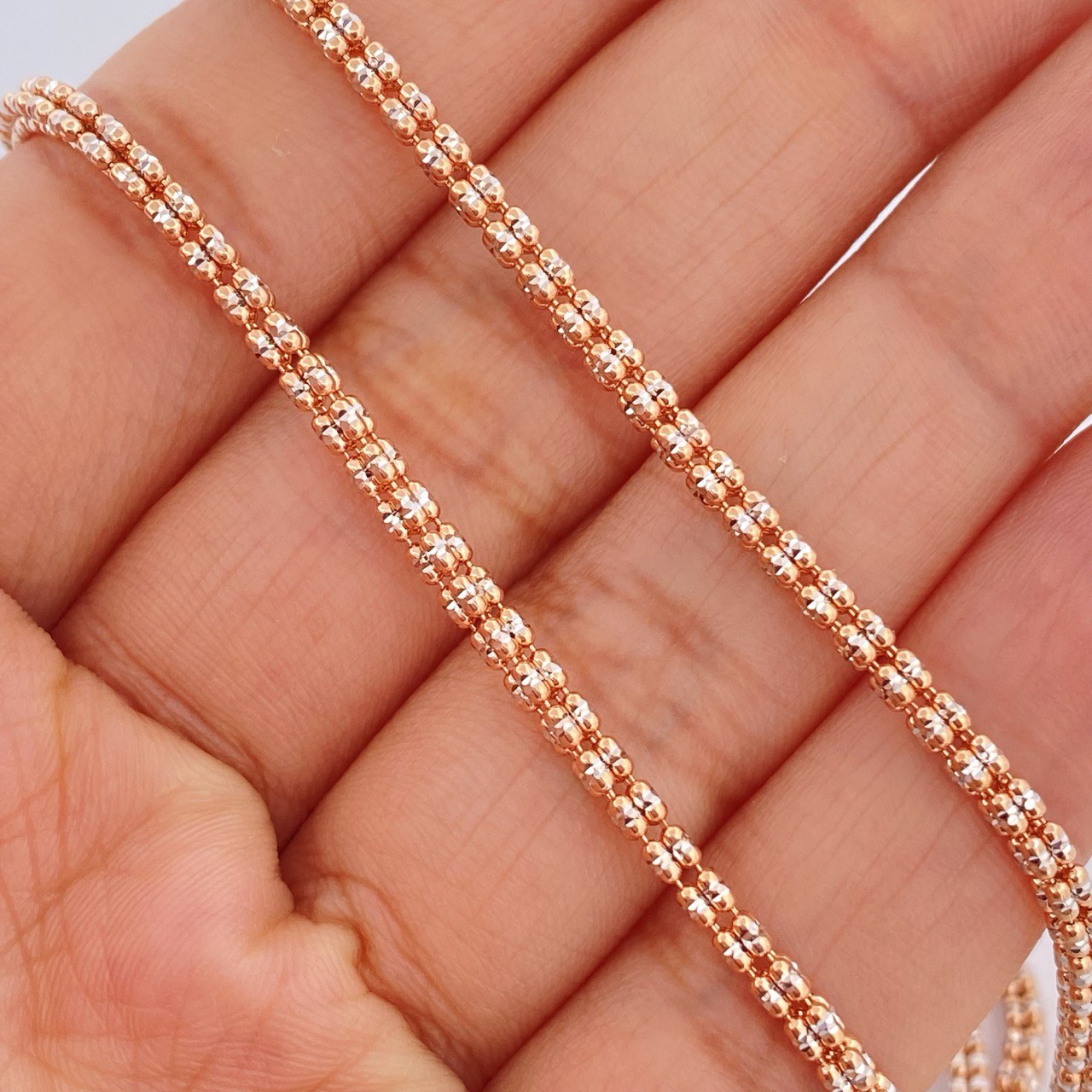 Cadena Ice 16gr / 23 3/4 in / Dos Oros Blanco Rosa +4 18K +