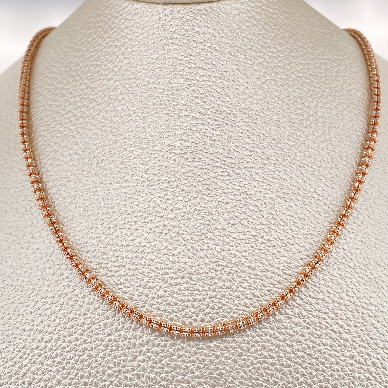 Cadena Ice 16gr / 23 3/4 in / Dos Oros Blanco Rosa +4 18K +