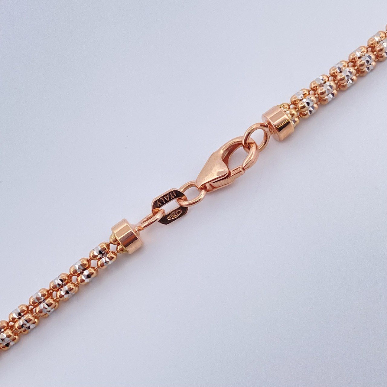 Cadena Ice 16gr / 23 3/4 in / Dos Oros Blanco Rosa +4 18K +