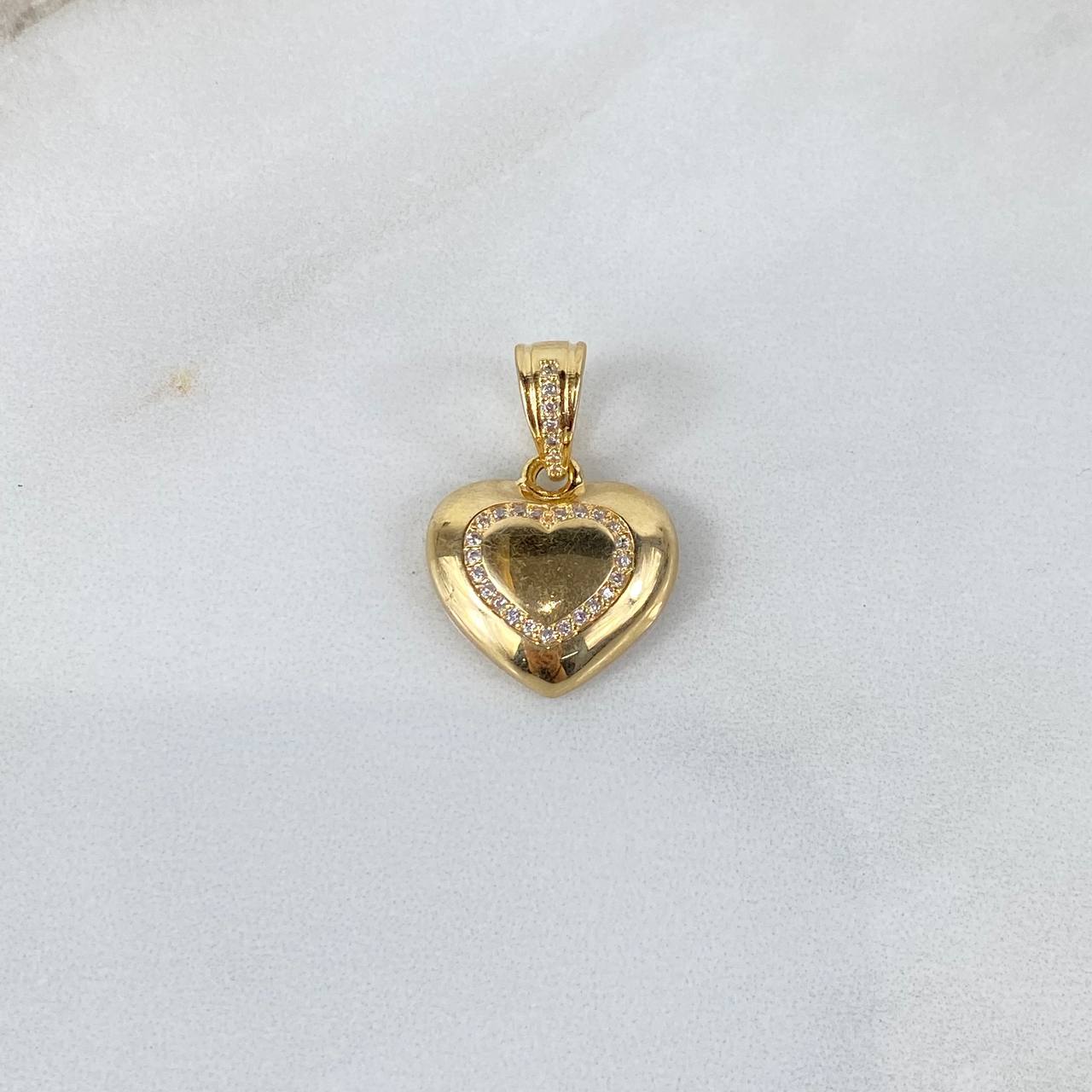 Pendant Heart 2.95gr / 2.4cm / White Zirconia Yellow Gold