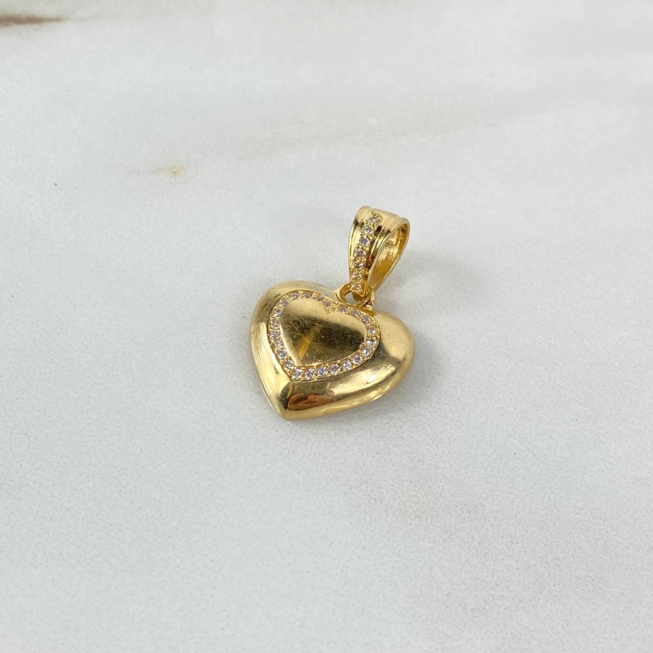 Pendant Heart 2.95gr / 2.4cm / White Zirconia Yellow Gold