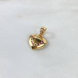 Pendant Heart 3.7gr / 2.4cm / White-Fuchsia Zircons Yellow Gold ©