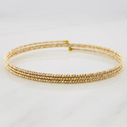 Bracelet Diamond Cut 3 Hoops 5.15g / 7 in / 1.42mm Three Golds 18K