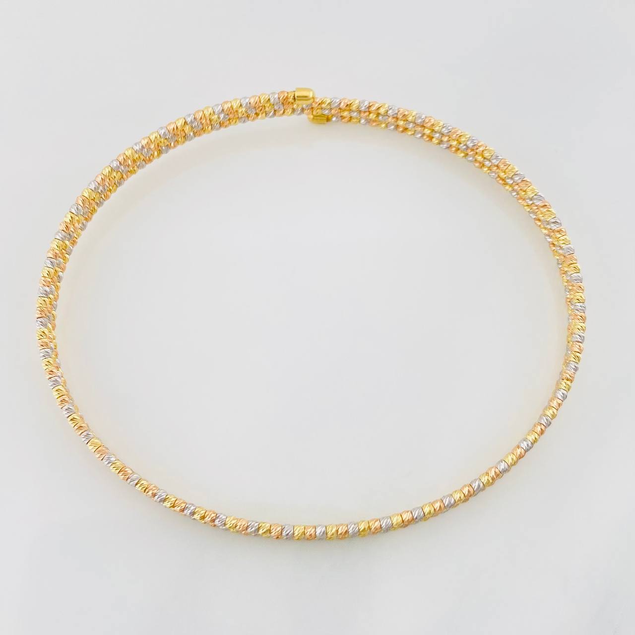 Bracelet Diamond Cut 3 Hoops 5.15g / 7 in / 1.42mm Three Golds 18K