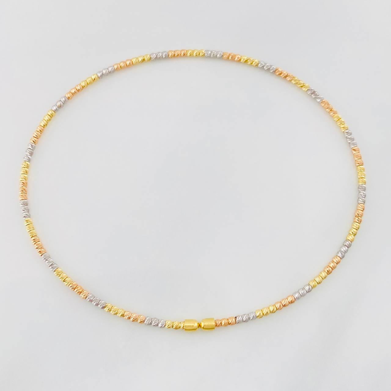 Bracelet Diamond Cut Hoop 1.75g / 6 3/4 in / 1.4mm Three Golds 18K
