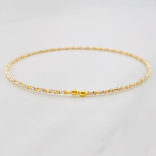 Bracelet Diamond Cut Hoop 1.75g / 6 3/4 in / 1.4mm Three Golds 18K