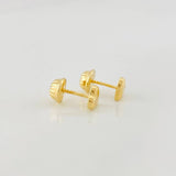 Heart Stud Earrings Diamond Cut 0.5g / in / 5.1mm 18K Yellow Gold