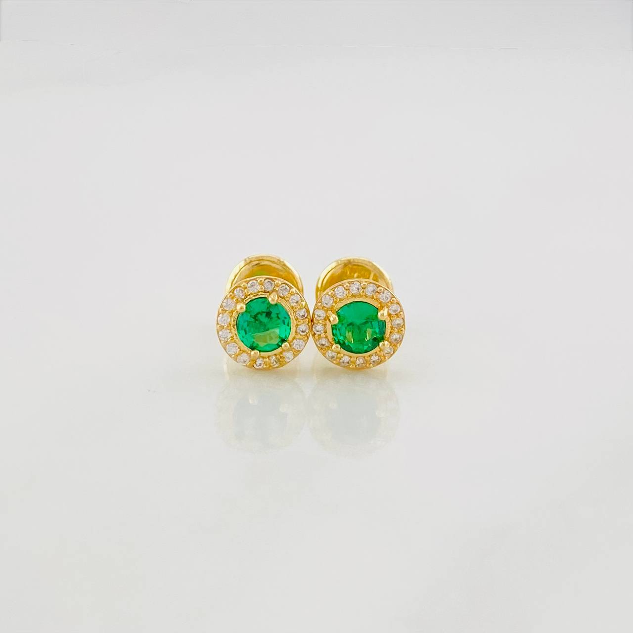 Stud Earrings Halo Circle 0.95g / in / 6.2mm Yellow Gold 18K