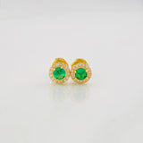 Stud Earrings Halo Circle 0.95g / in / 6.2mm Yellow Gold 18K