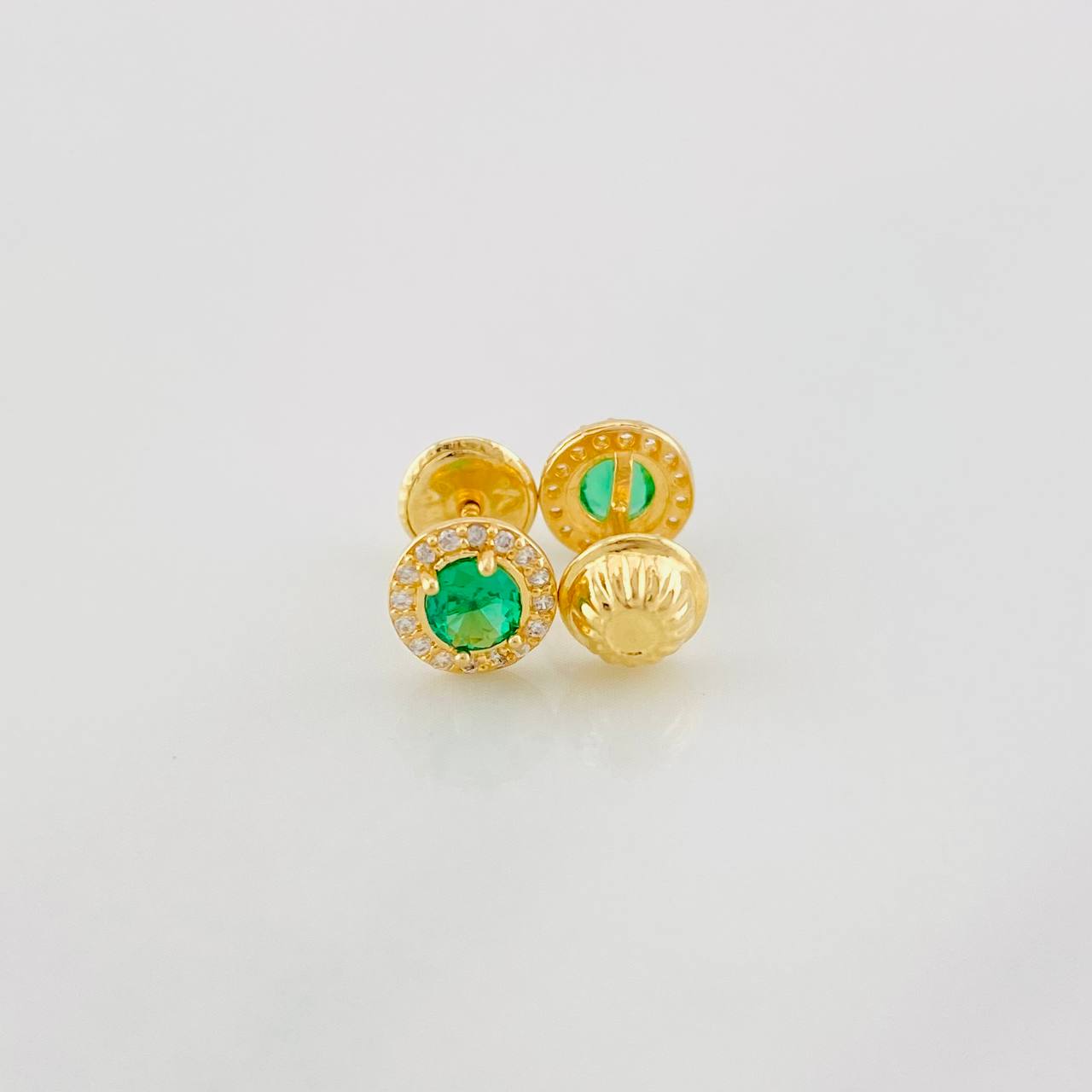Stud Earrings Halo Circle 0.95g / in / 6.2mm Yellow Gold 18K