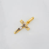 Dije Cruz Cristo 0.9g / 3/4 in Tres Oros 18K