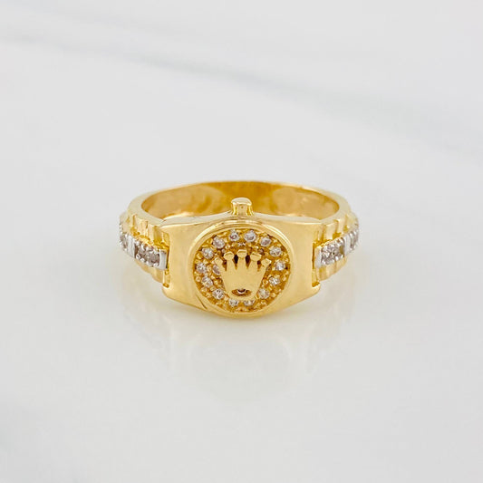 Crown Ring 3.65g / Size 5 3/4 Two-Tone Yellow White Gold 18K