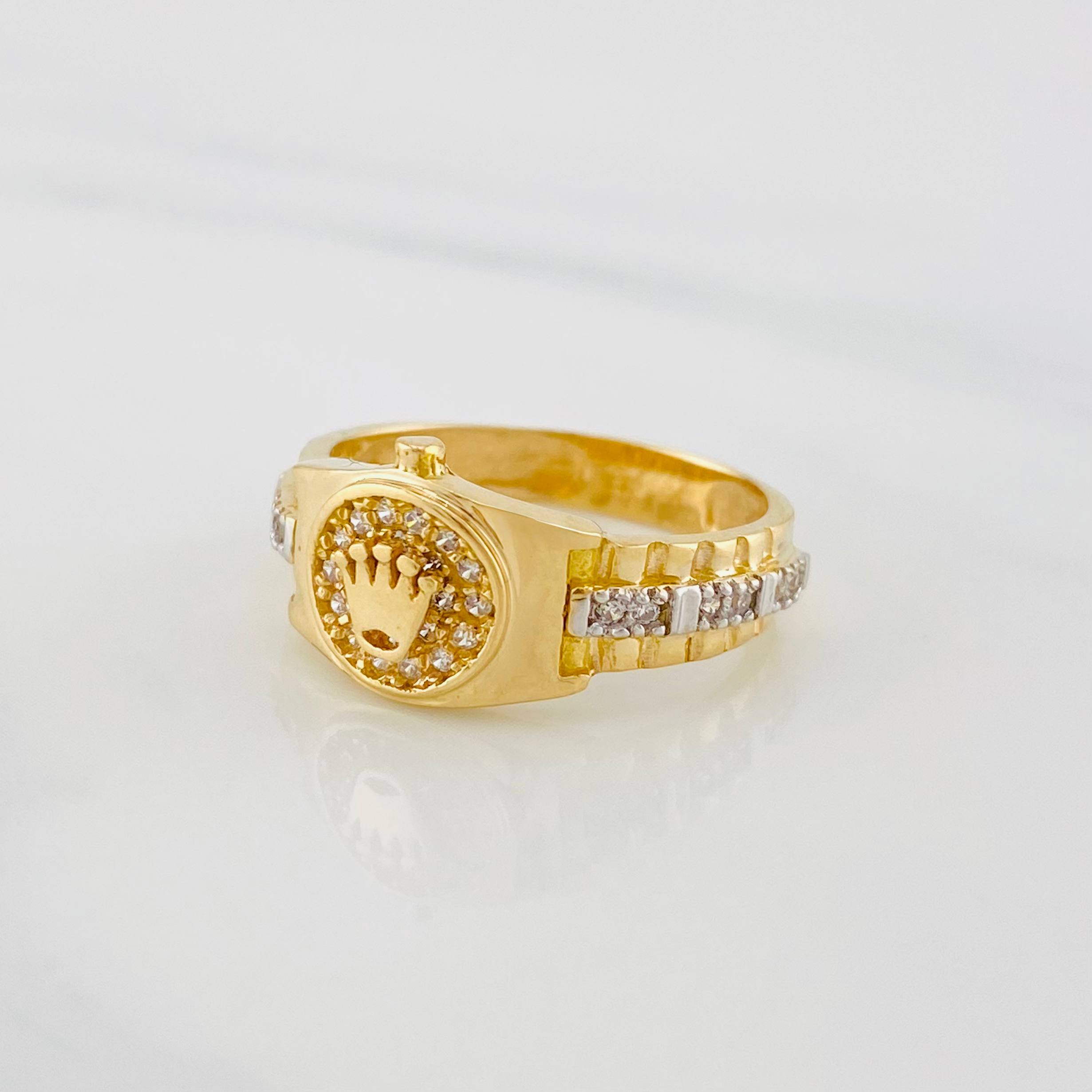 Anillo Corona 3.65g / T5 3/4 Dos Oros Amarillo Blanco 18K