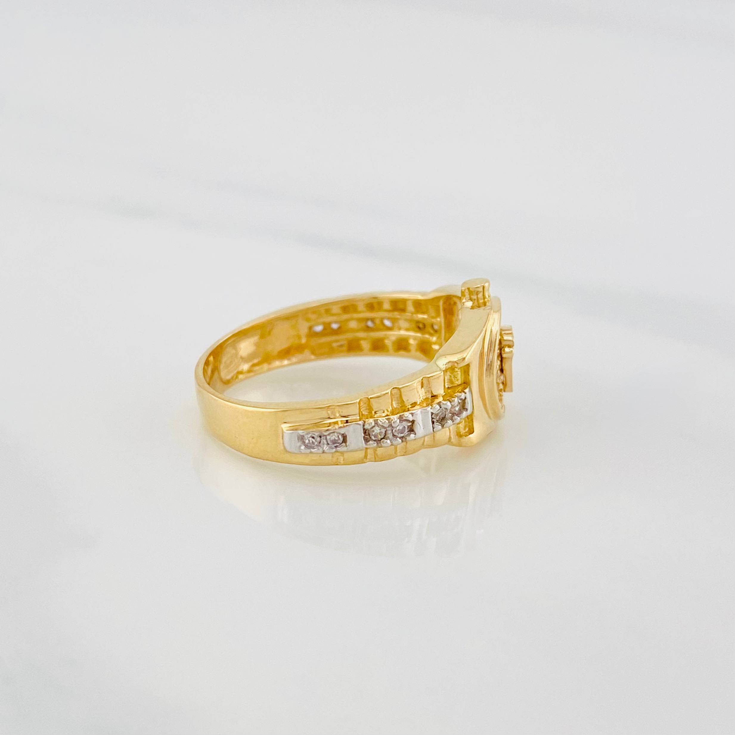 Anillo Corona 3.65g / T5 3/4 Dos Oros Amarillo Blanco 18K
