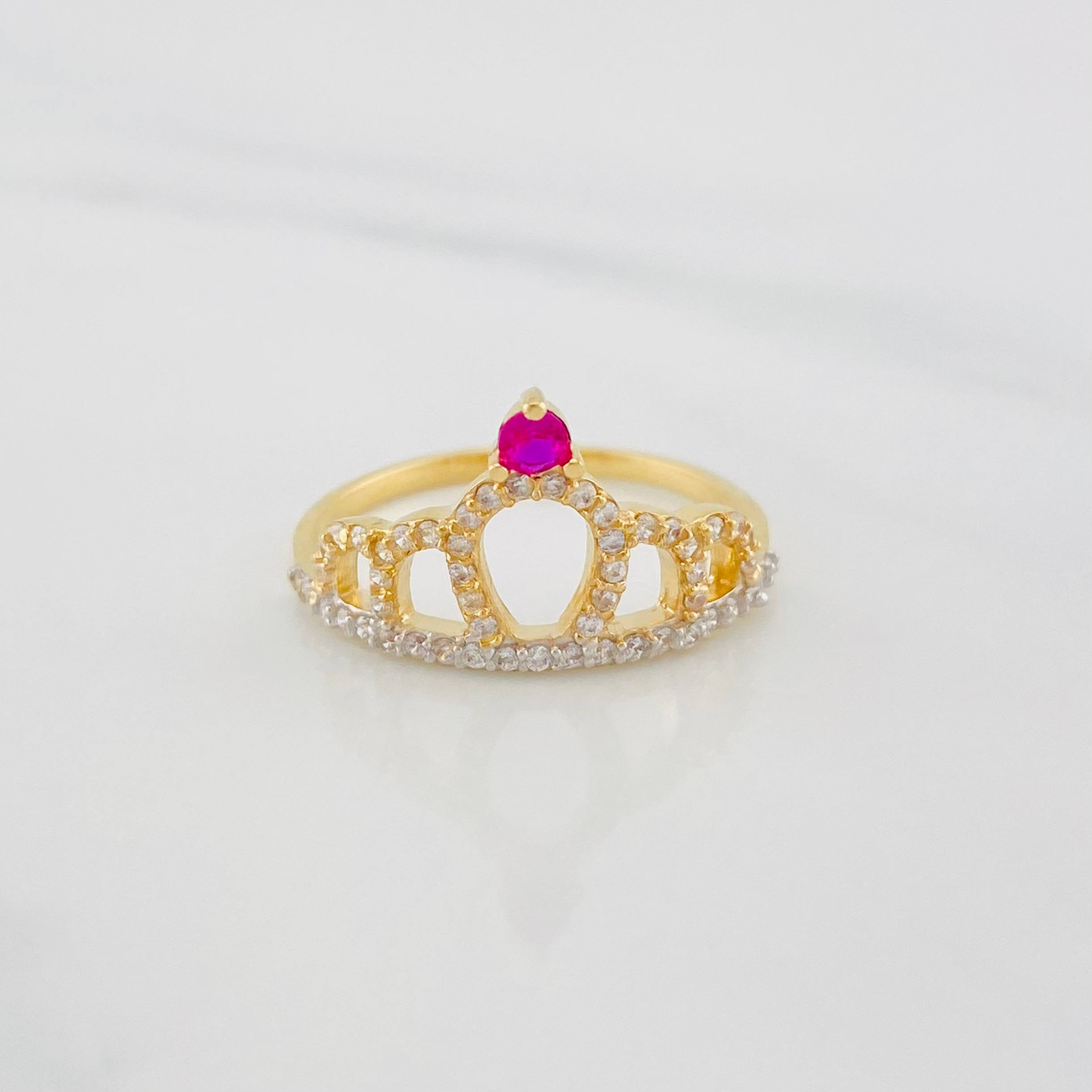 Anillo Corona 2g / T7 Dos Oros Amarillo Blanco 18K