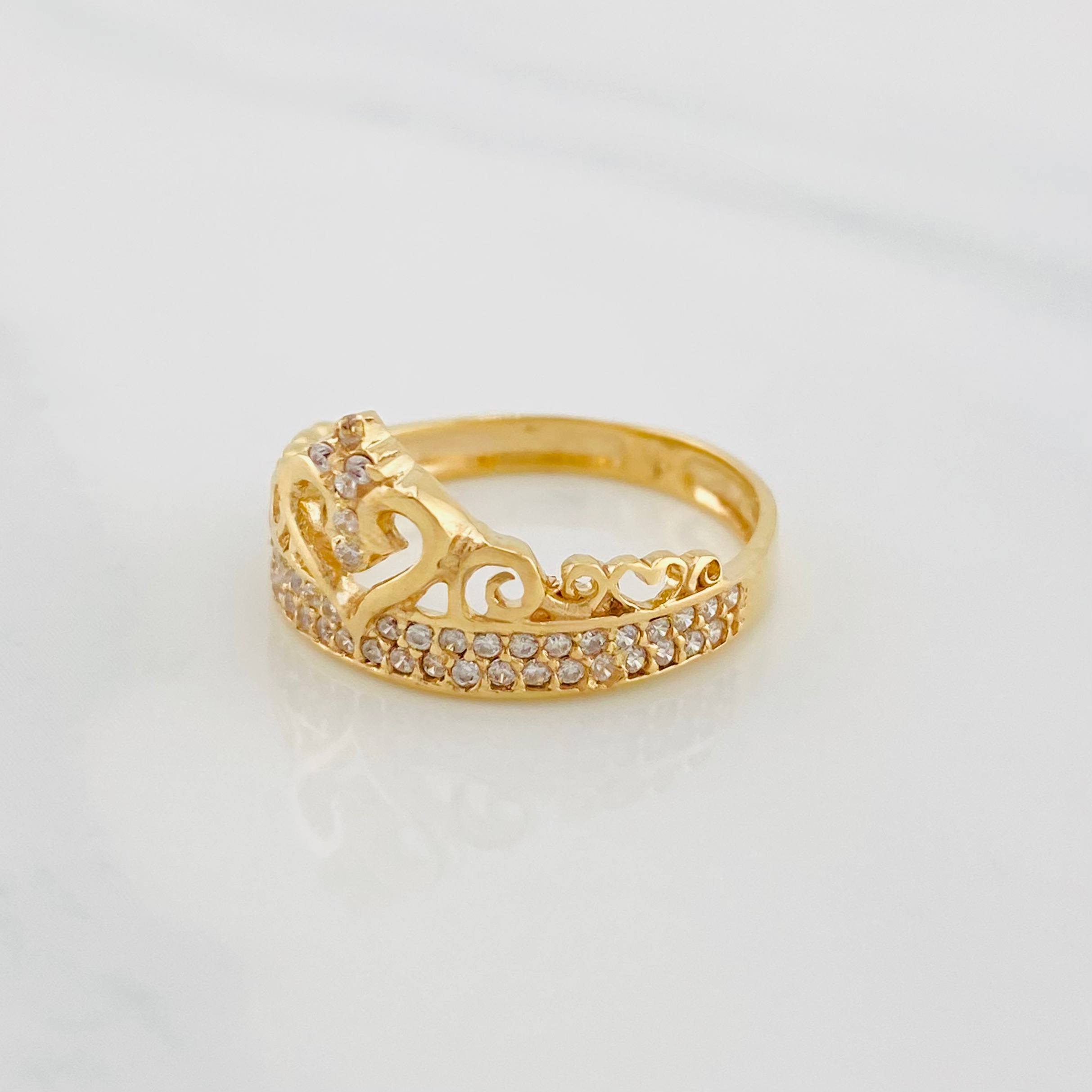 Anillo Corona Corazon 2.75g / T6 1/4 Oro Amarillo 18K