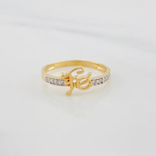 Faith Ring 1.6g / T6 1/4 Two-Tone Yellow White Gold 18K