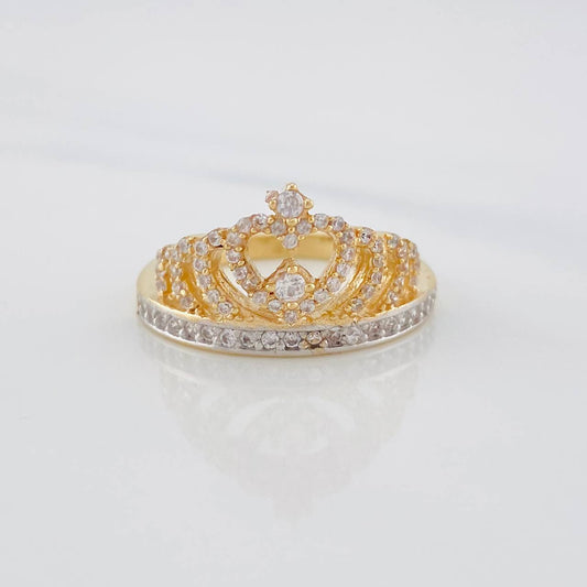 Crown Ring 4.75g / Size 7 Two-Tone Yellow White Gold 18K