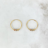Hoop Earrings Hoop 1.3gr / 2cm / Beads Polished Three 18K Golds *