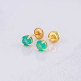 Four Claw Stud Earrings Emeralds 40pts 0.85g / in / 4.2mm Yellow Gold 18K
