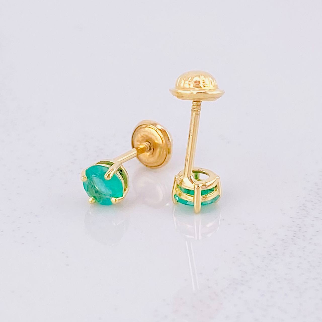 Four Claw Stud Earrings Emeralds 40pts 0.85g / in / 4.2mm Yellow Gold 18K