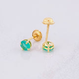 Four Claw Stud Earrings Emeralds 40pts 0.85g / in / 4.2mm Yellow Gold 18K