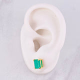 Square Stud Earrings Emerald 39pts 2.45g / in / 8.7mm Yellow Gold 18K